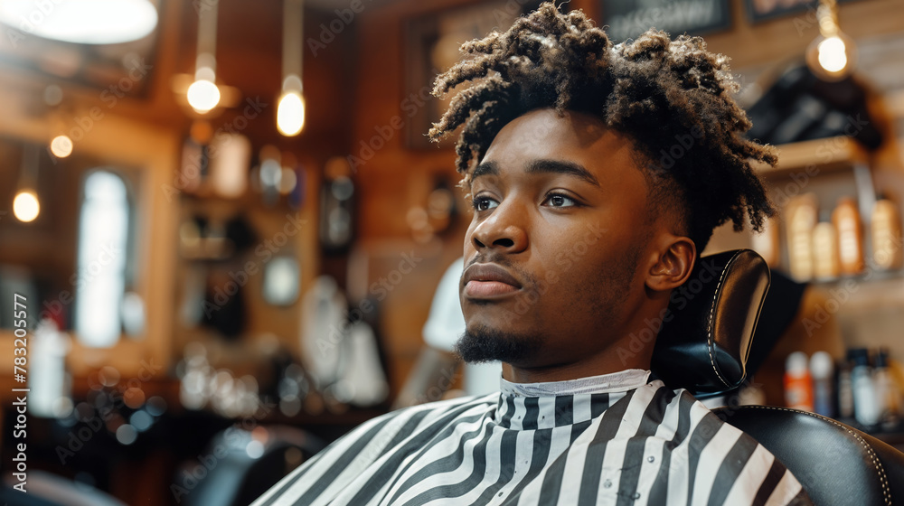man getting a haircut in a barbershop, generative ai man getting a haircut in a barbershop, generative ai