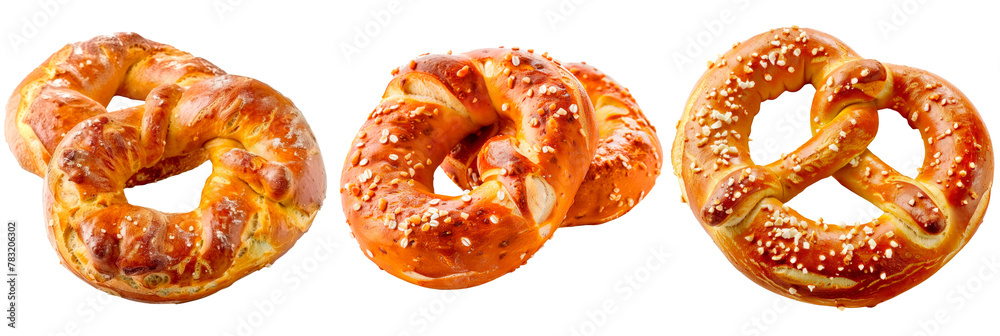 Set of soft pretzel isolated on transparent background Set of soft pretzel isolated on transparent background