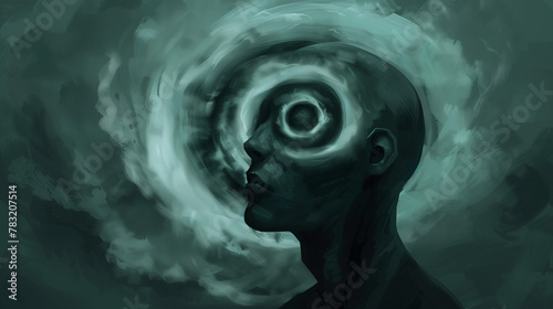 hypnosis deep consciousness mind meditation darkness  - by generative ai