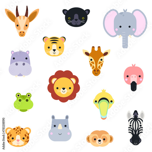 Savannah cute animals icons set. (ID: 783208190)