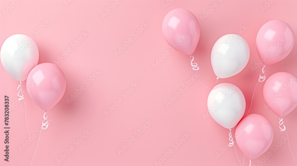 Pastel pink background balloon concept for copy space.