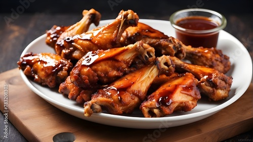 BBQ chicken wings with a dash of barbecue sauce © UZAIR