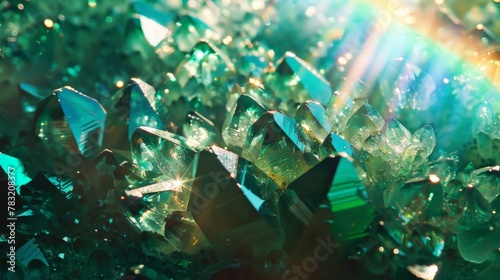 Illuminated Green Crystal Formations in Detail © irissca