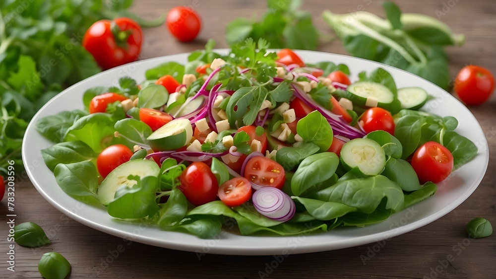 salad made using fresh vegan ingredients. ingredients for flying vegetables.
