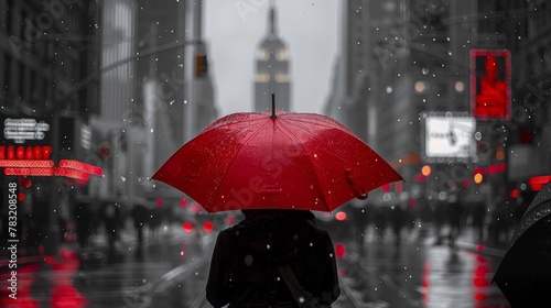 Wallpaper Mural a person walking with a red umbrella on a street Torontodigital.ca
