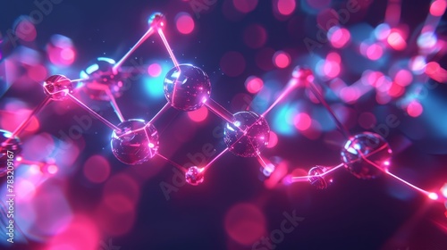 Neon molecular structures in the digital world, building blocks of virtual life.