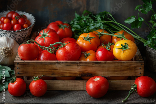 fresh tomatoes in a basket © Fan