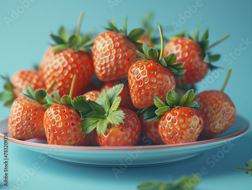 Fresh and tasty strawberries. Sweet strawberries in plate. 