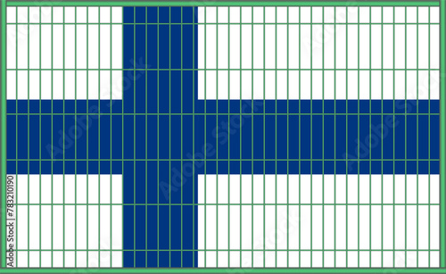 Vector illustration of the flag of Finland under the lattice. The concept of isolationism. No war