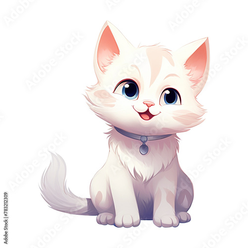 Cute clip art of baby cat on transparent background PNG.