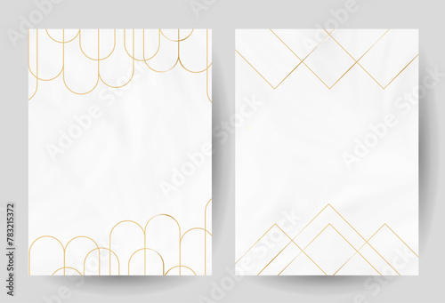 coolthanmoreLight gray and white clouds vector design backgrounds. Golden line geometric round and triangle art. Marble textured frames. Watercolor style texture card. Elegant decoration. Fantasy past