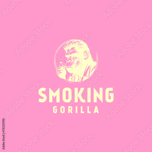 Smoking gorilla logo vector illustration