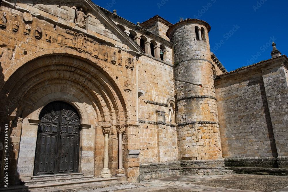 medieval town of Santillana del Mar, Cantabria. The architectural structure exudes a sense of history and solidity.