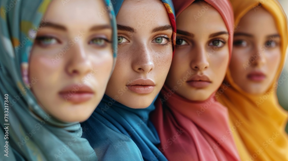 Women of various ethnicities and cultures wearing hijab foster a culture of respect and empowerment Women of various ethnicities and cultures wearing hijab foster a culture of respect and empowerment