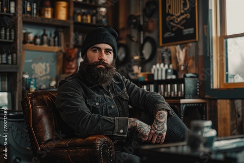 Trendsetting Influencer with Iconic Beard and Tattoo