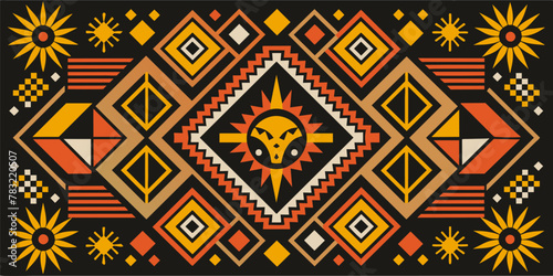 Beautiful and intricate african tribal patterns with vibrant colors and geometric motifs, inspired by traditional textiles and ethnic background, showcasing the rich cultural fabric of africa