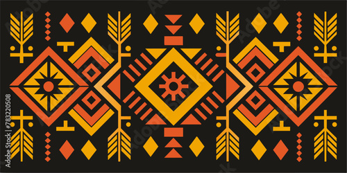 African tribal pattern design featuring traditional art, warm colors, and geometric shapes in a seamless background vector illustration, capturing the essence of african culture and craftsmanship