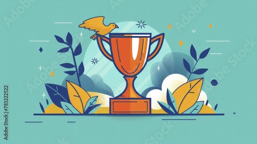An artistic portrayal of a trophy cup evolving into a bird  embodying the essence of liberation and success in the corporate world.