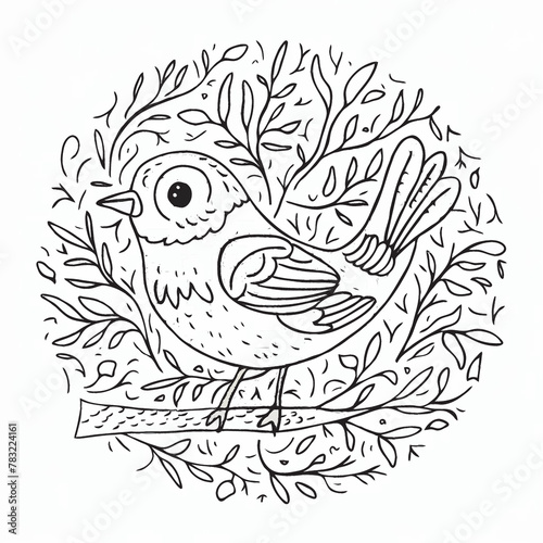 illustration of lineart design by childish style about bird for coloring book and poster design