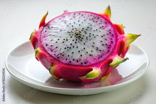 Vibrant Dragon Fruit Sliced Open to Reveal Its Vivid Color