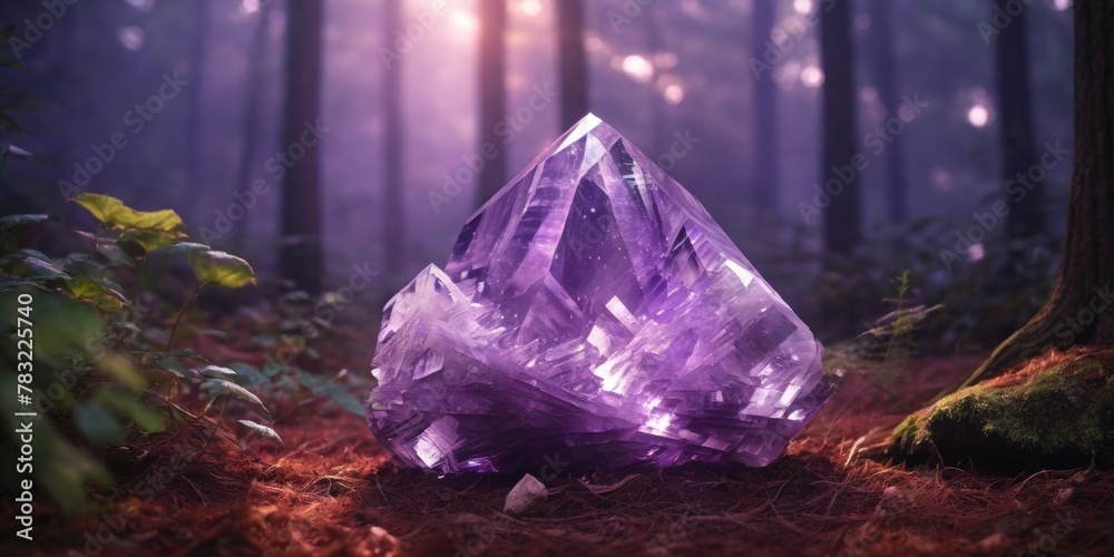 Obraz premium Purple amethyst quartz in the forest