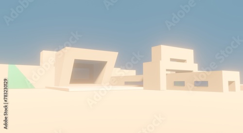 3d render abstract architecture background building geometric shape