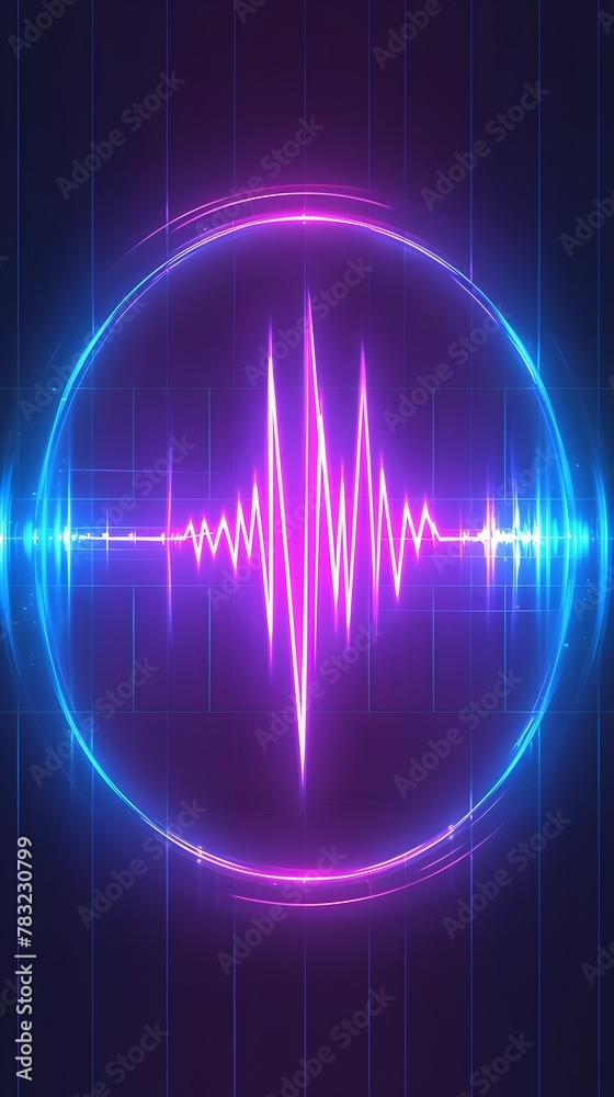 Fototapeta premium Pulsating Soundwave Visualization in Vibrant Neon Gradient