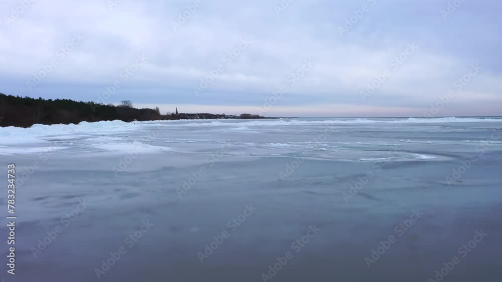 Frozen Bay of Puck near Kuznica at sunset, Hel Peninsula. Poland Frozen Bay of Puck near Kuznica at sunset, Hel Peninsula. Poland