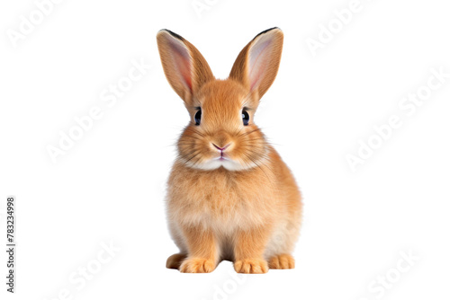 Cute brown rabbit isolated on white, transparent cutout