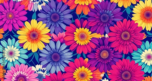 A colorful pattern of flowers.
