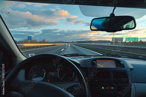 Serene Drive on a Highway at Dusk