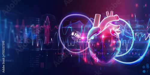 Artistic Concept of Human Heart with Digital Pulse Overlay