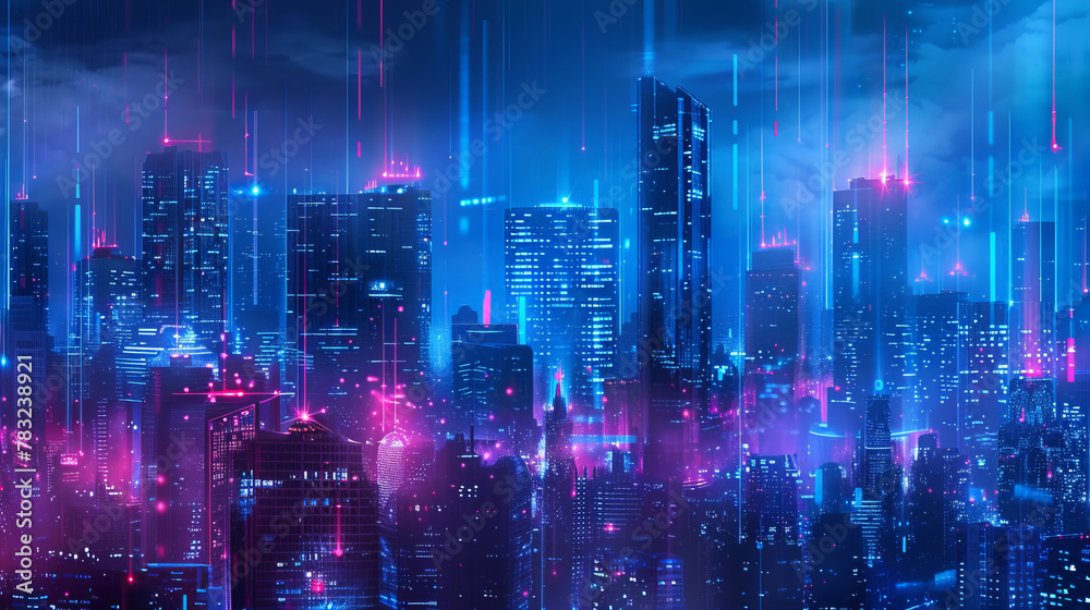 The city's night streets are filled with energy and dynamics, which emphasizes a progressive approach to using technology without wires. The city's night streets are filled with energy and dynamics, which emphasizes a progressive approach to using technology without wires.