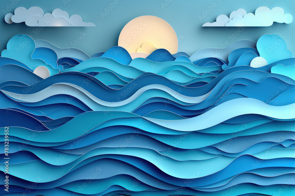 Ocean and Clouds Paper Cut Out Ocean and Clouds Paper Cut Out