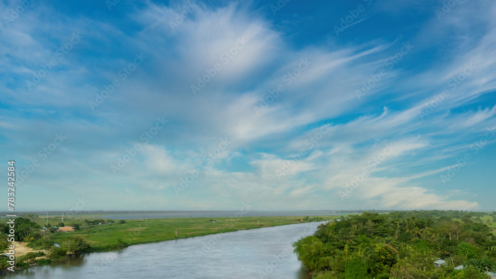 Landscape with a view of the dike canal in Santa Marta, Magdalena, Colombia.