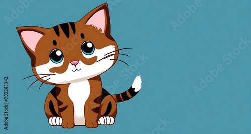 A cartoon cat sitting on its hind legs with its front paws folded in front of it.
