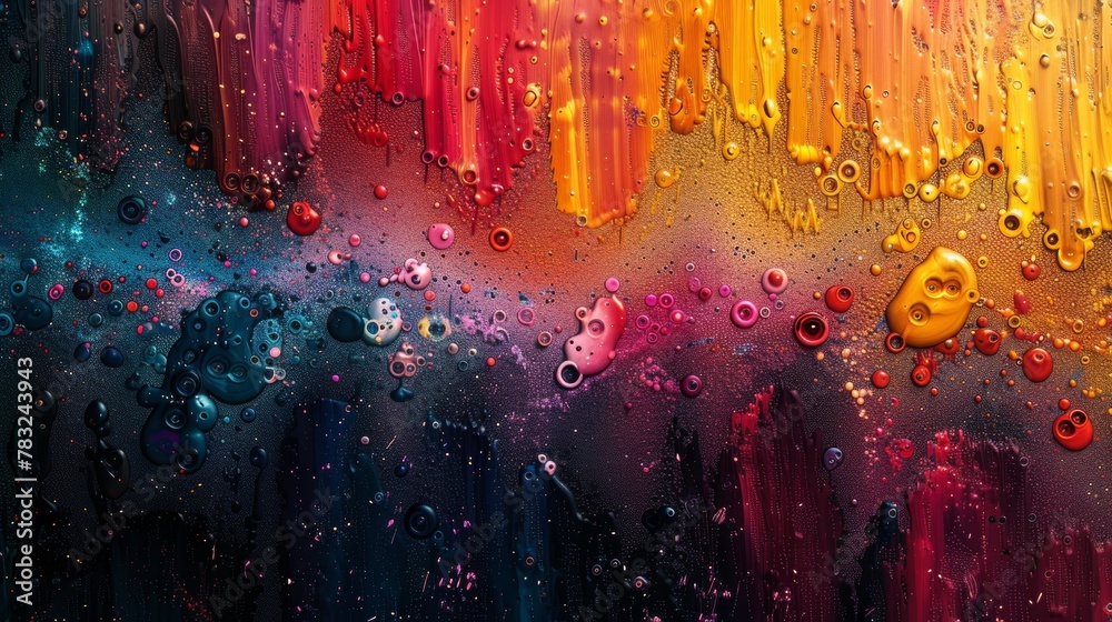 Naklejka premium digital art , dots of colors, messy brushstroke, dark emtions, millions of dots, depression