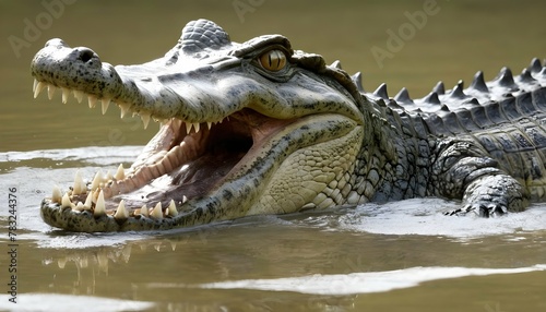 A-Crocodile-With-Its-Teeth-Gleaming-As-It-Snaps-At- © Aaranda