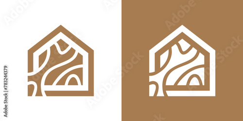 wooden house logo, wood logo design, house, home, template logo design
