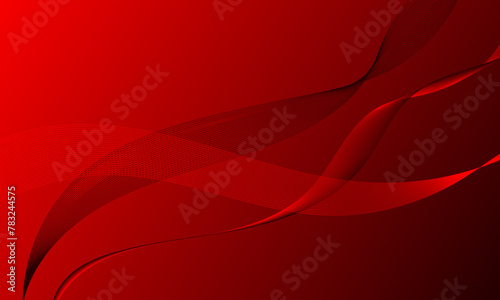 red smooth lines wave curves with soft gradient abstract background