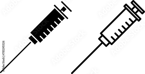 syringe icon, sign, or symbol in glyph and line style isolated on transparent background. Vector illustration
