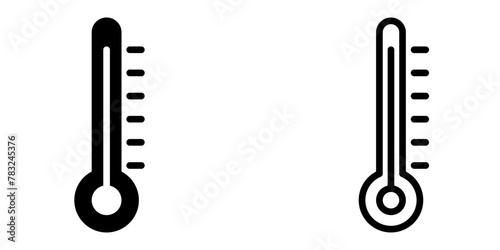 thermometer icon, sign, or symbol in glyph and line style isolated on transparent background. Vector illustration