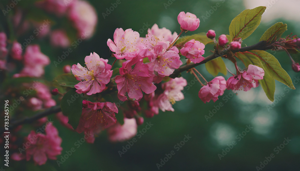 Beautiful pink flowers on the branch, spring blossom, nature details Beautiful pink flowers on the branch, spring blossom, nature details
