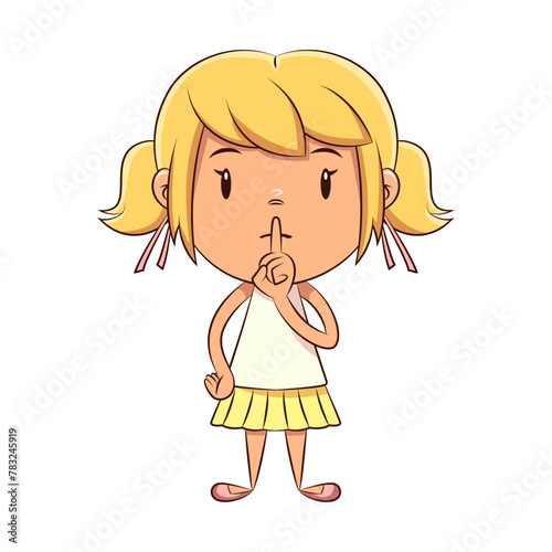 Child silence gesture, girl, finger on lips, secret, expression