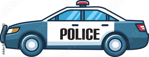  Sedan Police Car, Police Patrol Car, front view angle, illustration vector art