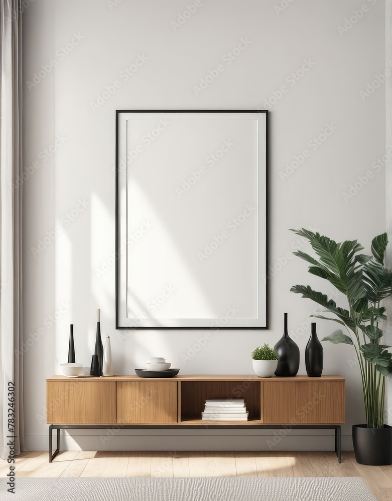 custom made wallpaper toronto digitalClose-up frame mockup in room interior, 3d rendering