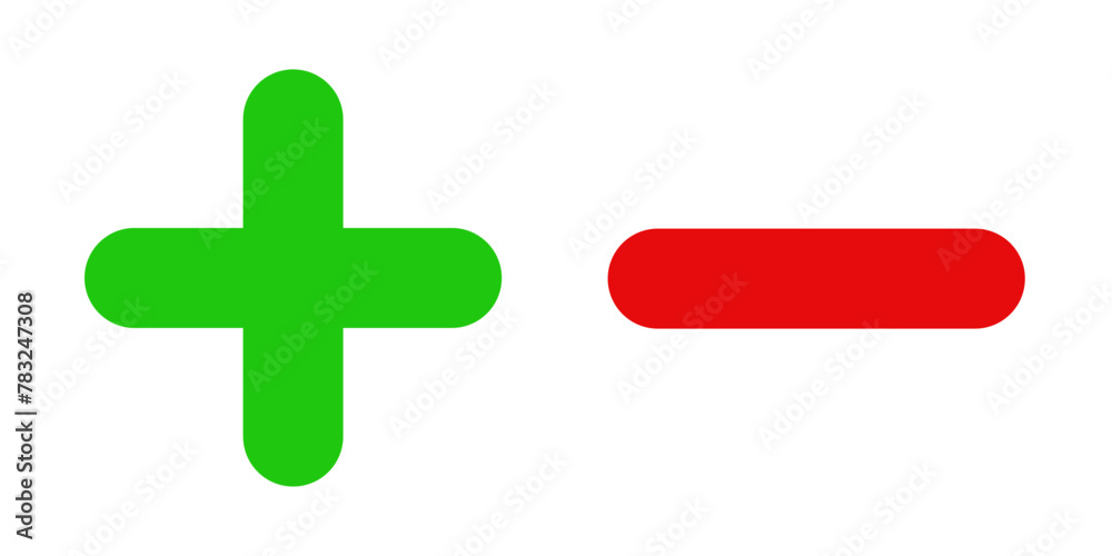 Obraz premium Plus and Minus in Green and Red Color