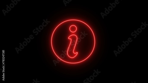 Neon exclamation mark. Exclamation mark frame logo on black background. 3D rendering, red circle warning sign icon isolated.