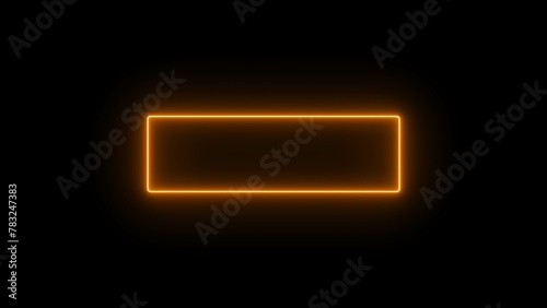 Abstract illuminated neon rectangle border frame shape glowing rectangle. orange color Neon monochrome border.