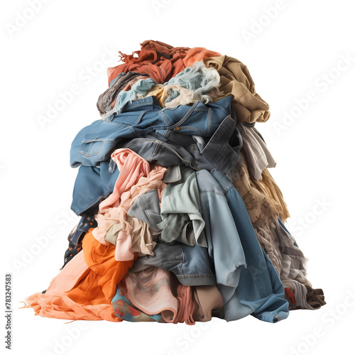 pile of used clothes on a light background. Second hand for recycling